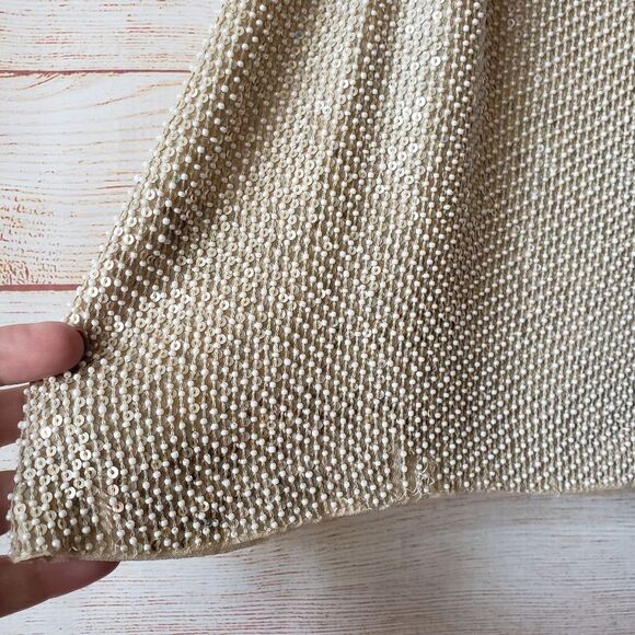 MLV Sequin/Pearl Embellished Camisole Top in Natural/Tan - Picture 12 of 12